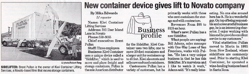 New container device gives lift to Novato company